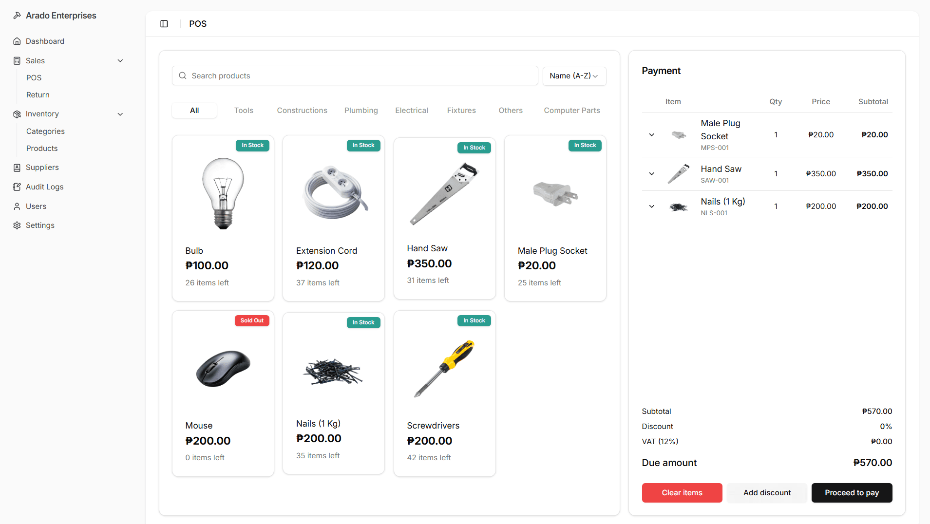 Arado Enterprises POS and Inventory System